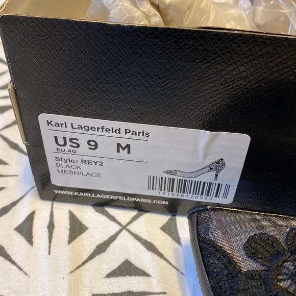 Karl Lagerfeld Black Mesh/Lace Heels - Picture 8 of 9